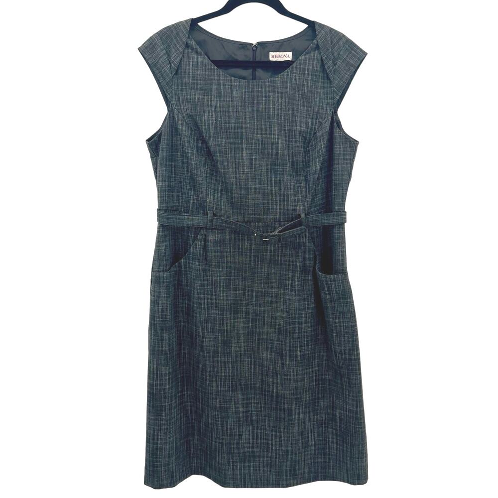 Merona Sheath Dress Womens size 14 Gray Knee Length Lined